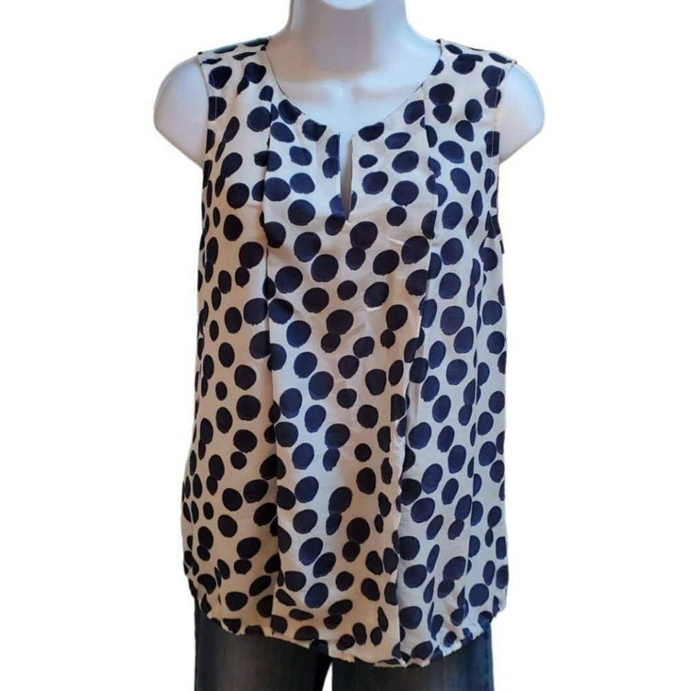 Loft White Polka Dot Women's Sleeveless Dress Tank Top Size Small